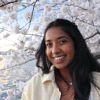 Pranathi in front of Cherry Blossoms 