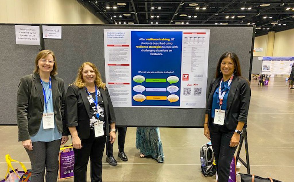 Dr. Sheila Moyle alongside colleagues at poster presentation AOTA Conference
