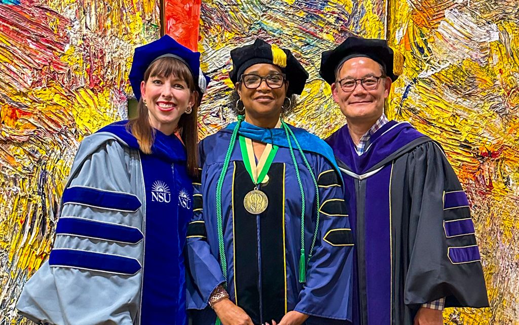 GW OT Faculty Sarah Doerrer and Roger Ideishi with pOTD Graduate Donna-Ann Spence