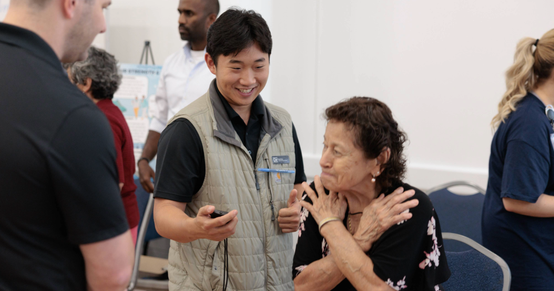 Student leading Seat Exercise at Falls Prevention Awareness Day